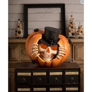 Bethany Lowe Halloween PEEK-A-BOO SKELLY Skeleton in Pumpkin Figurine TD3135 New